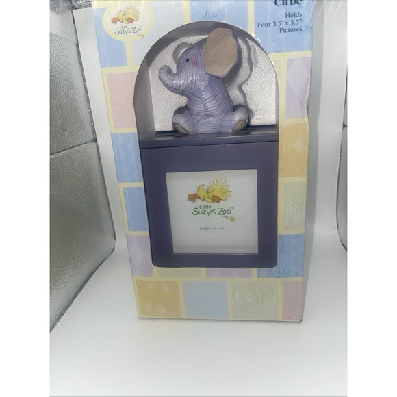Little Suzys Zoo Baby Spinning Photo Cube Purple Elephant - Picture 1 of 6